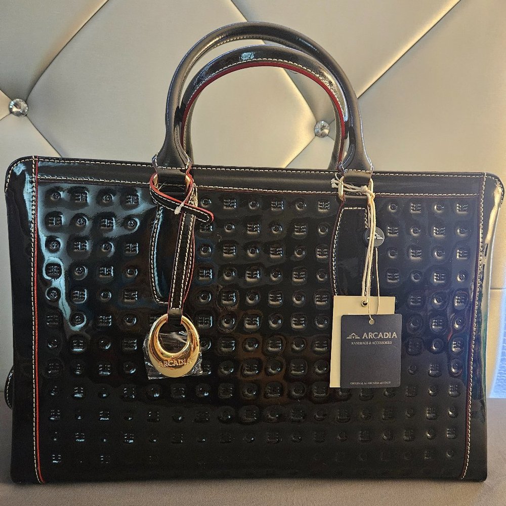 Arcadia made in Italy Italian pantent leather tote